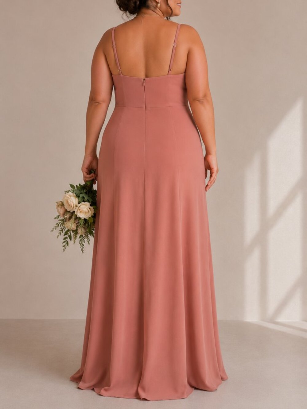 Birdy Grey Ash Dress Dusty Rose Stretch Crepe Formal Gown Front Slit XXL NWT - Picture 2 of 7